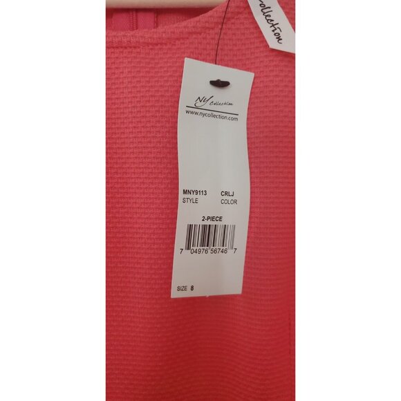 NY Collection Women's 2 Piece Dress Set Navy Peach Size 8 NWT Back Zip 3/4 Sleev - Picture 5 of 15